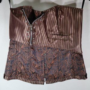 Brown Overbust Lace Up Corset - size XL